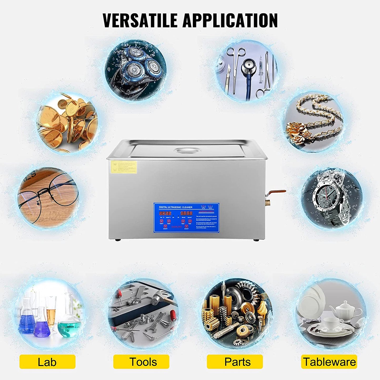 30L Industrial Ultrasonic Cleaner with Digital Timer&Heater 40Khz Professional Large Ultrasonic Cleaner Total 1200W for Wrench Tools Industrial Parts Mental Instrument Apparatus Cleaning